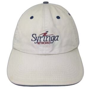 Fahrenheit Syringa Networks Baseball Cap Beige Blue OS Slideback Cotton Logo Hat